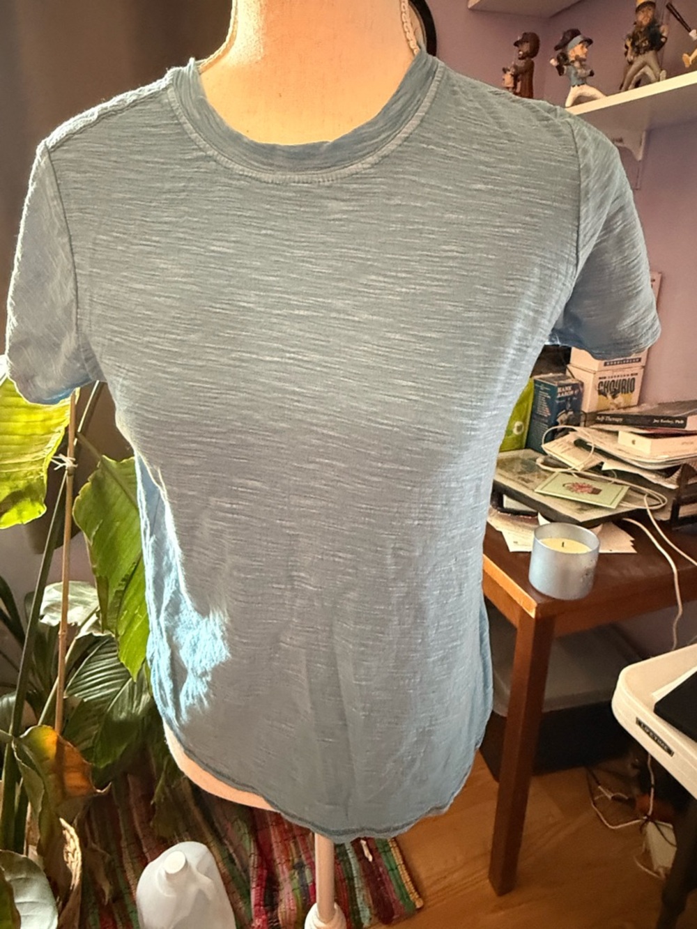 Pilcro Pale Blue Slub Knit Tee